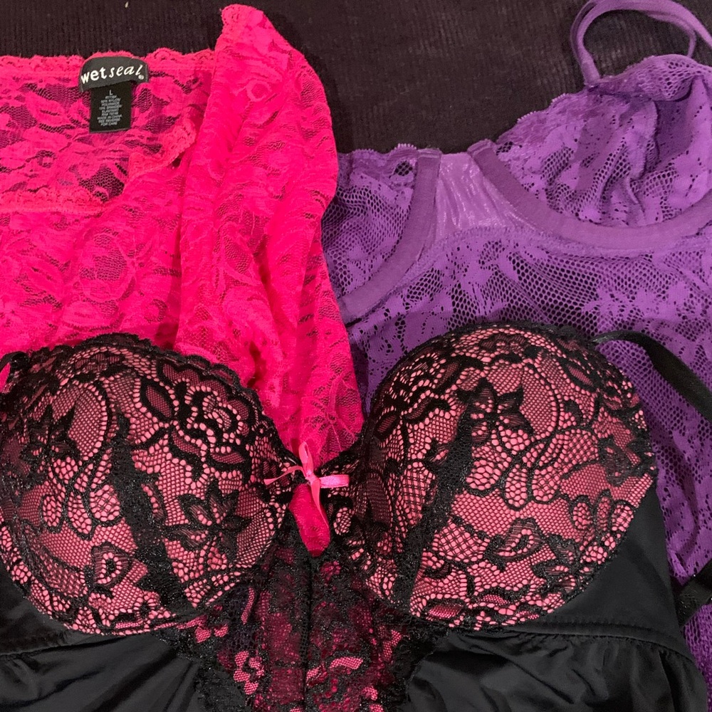 Women’s large, three-piece, bundle, lingerie, set, sexy